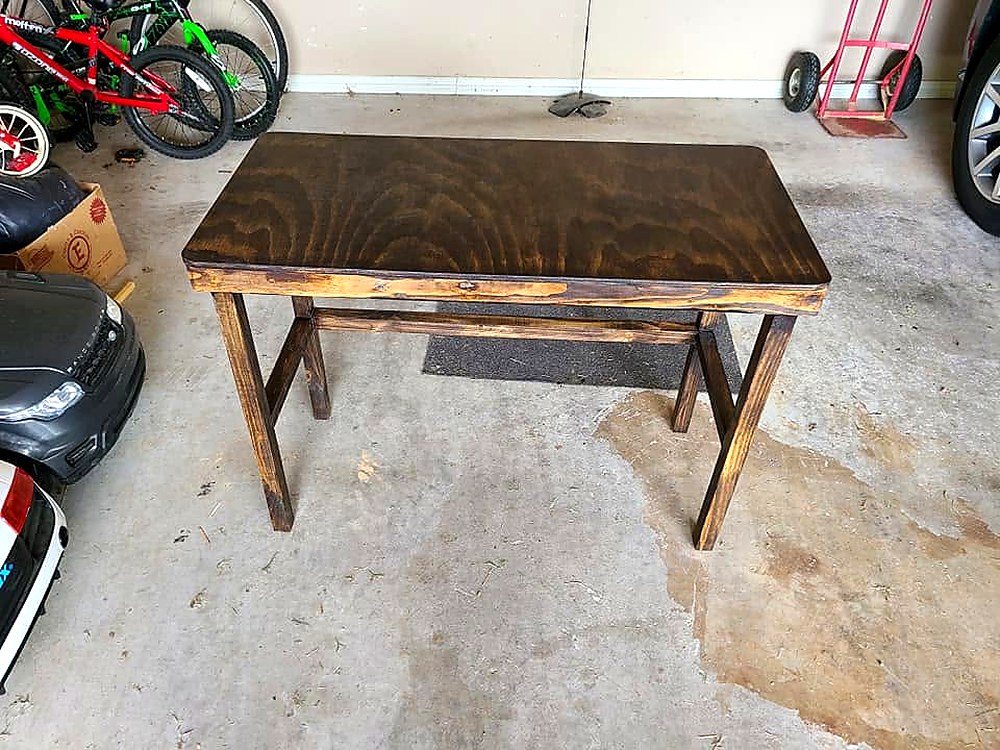 Side table, stained and finished